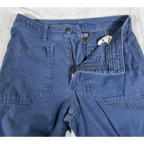 Patagonia Women 0 Organic Cotton Slub Hiking Pants GORPcore Blue Wide Leg 56615 - Picture 5 of 13